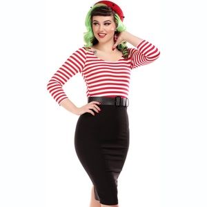 COLLECTIF - Manuela Striped 60's Pencil Dress